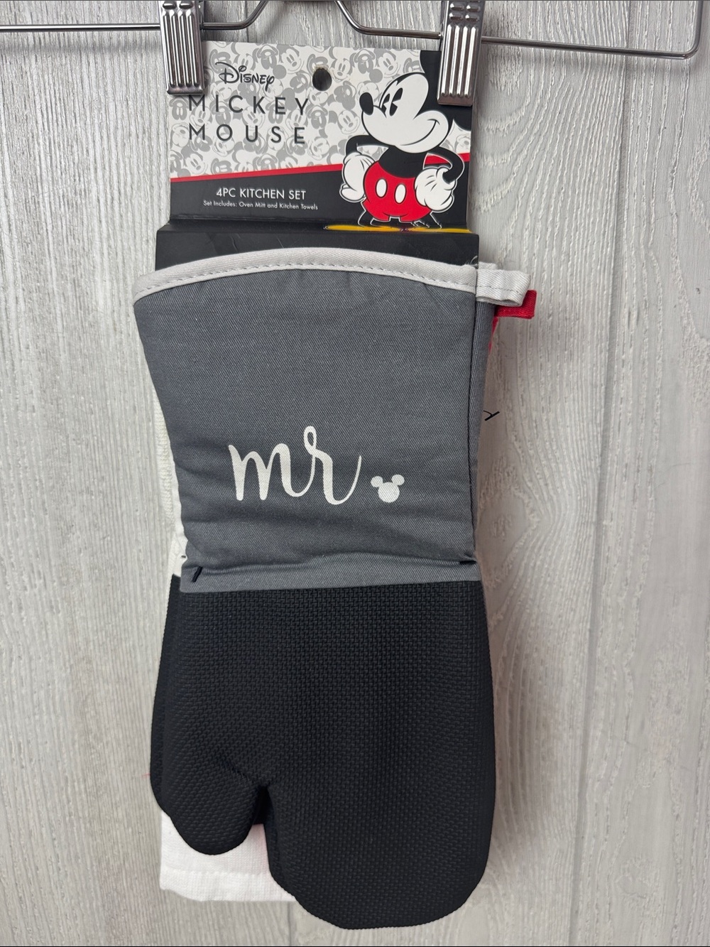 Disney 4 piece kitchen set, Mr & Mrs. Oven Mitt and kitchen towels, Wedding Gift